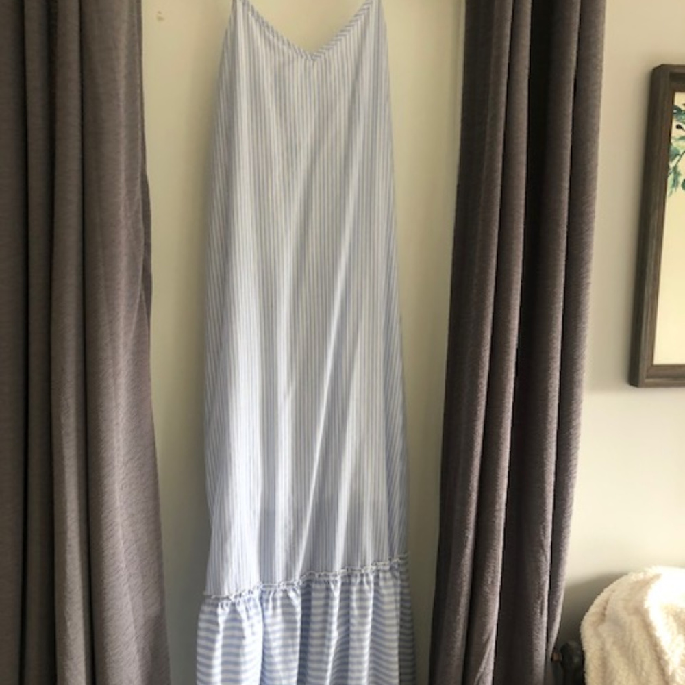 Blue and White Stripe Maxi Dress